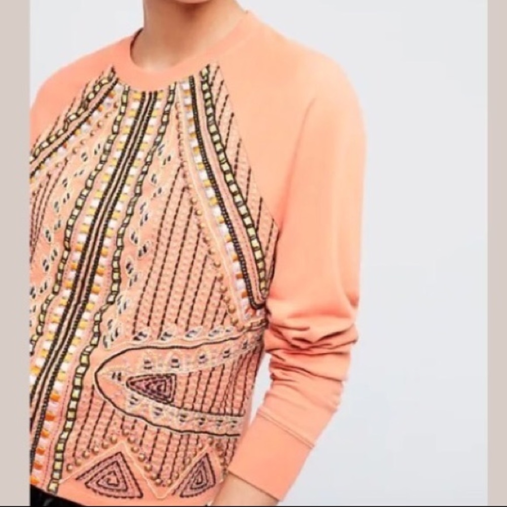Akemi + kin rose beaded sweatshirt. S